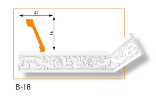 B-18 mintás polisztirol díszléc 41x66 mm